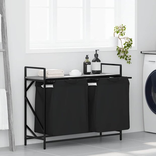 Wasmand 2 vakken met plank grijs sonoma eiken 1