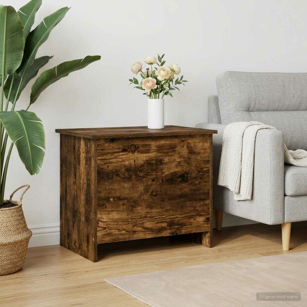 Opbergkist Gerookt eiken 60 x 40 x 50 cm Bewerkt hout 1
