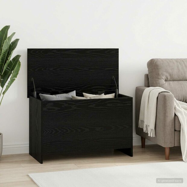 Opbergkist met opslag Zwart eiken 80 x 40 x 50 cm Bewerkt hout 1