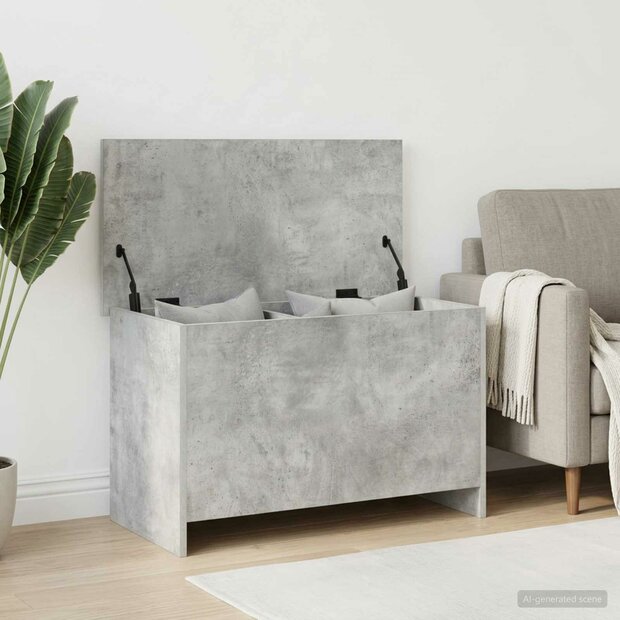 Opbergkist met opslag Betongrijs 80 x 40 x 50 cm Bewerkt hout 1