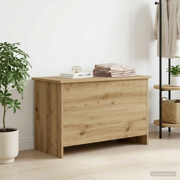 Opbergkist Artisanaal eiken 80 x 40 x 50 cm Bewerkt hout 1