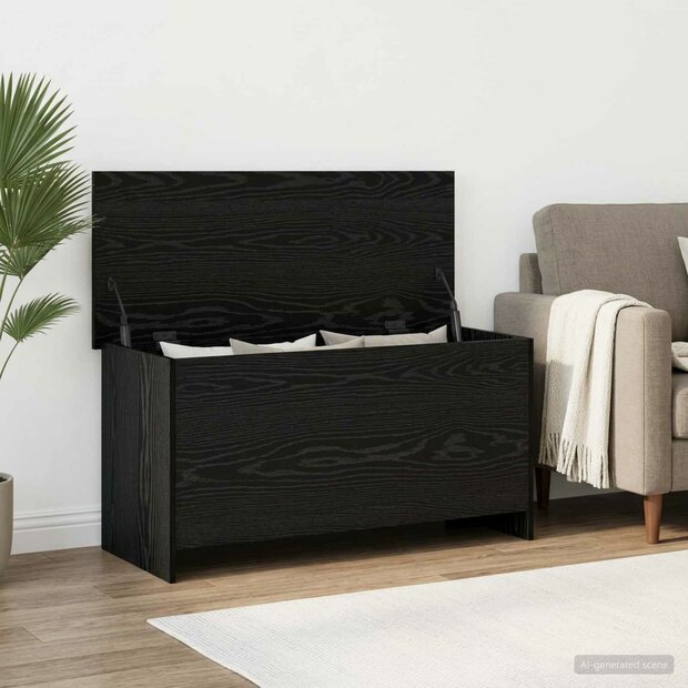 Opbergkist met opslag Zwart eiken 100 x 40 x 50 cm Bewerkt hout 1