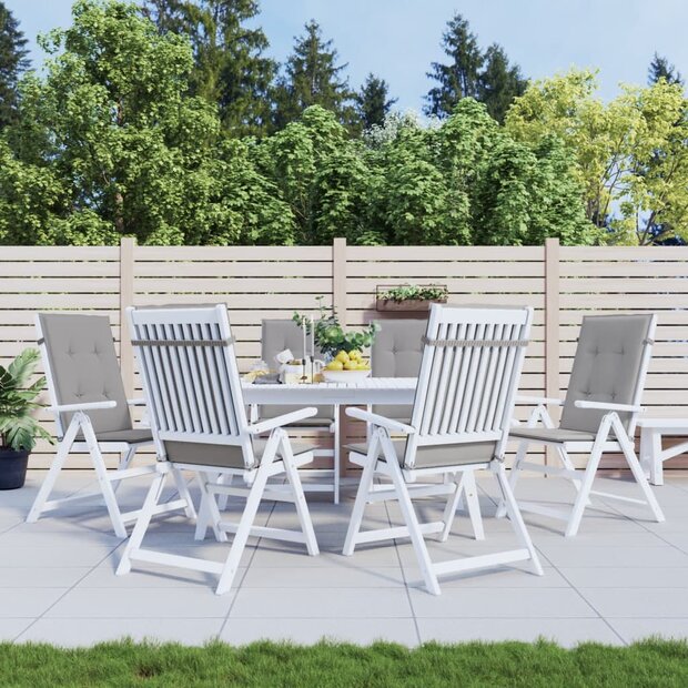 Tuinstoelkussens 6 st hoge rug 120x50x3 cm stof grijs 1
