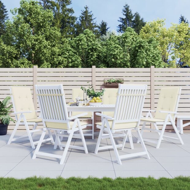 Tuinstoelkussens 6 st hoge rug 120x50x3 cm stof cr&amp;egrave;mekleurig 1
