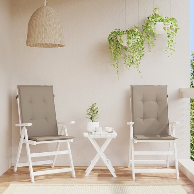 Tuinstoelkussens 2 st hoge rug 120x50x3 cm stof taupe 1