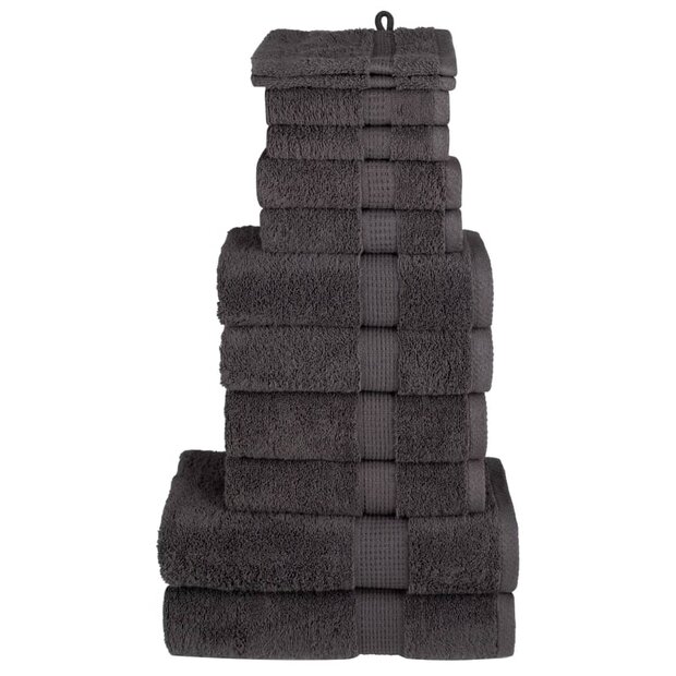 12-delige Handdoekenset SOLUND 600 g/m&amp;sup2; antracietkleurig 1