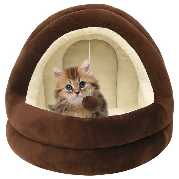 Kattenmand 40x40x35 cm bruin en cr&amp;egrave;mekleurig 1