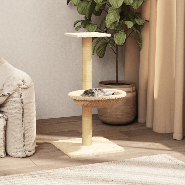 Kattenmeubel met sisal krabpaal 74 cm cr&amp;egrave;mekleurig 1