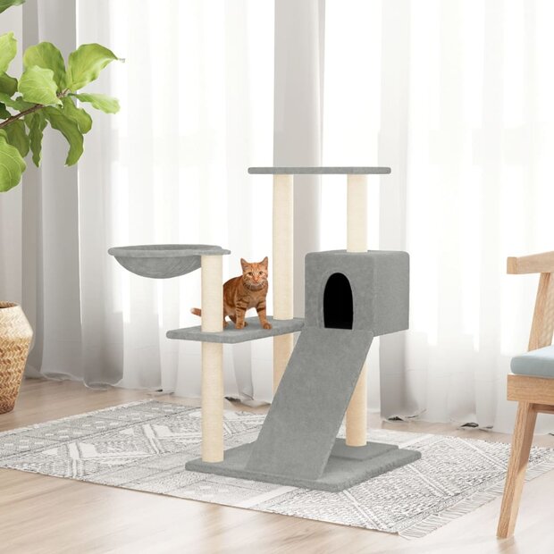 Kattenmeubel met sisal krabpalen 82 cm lichtgrijs 1