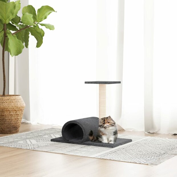Kattenmeubel met tunnel 60x34,5x50 cm donkergrijs 1