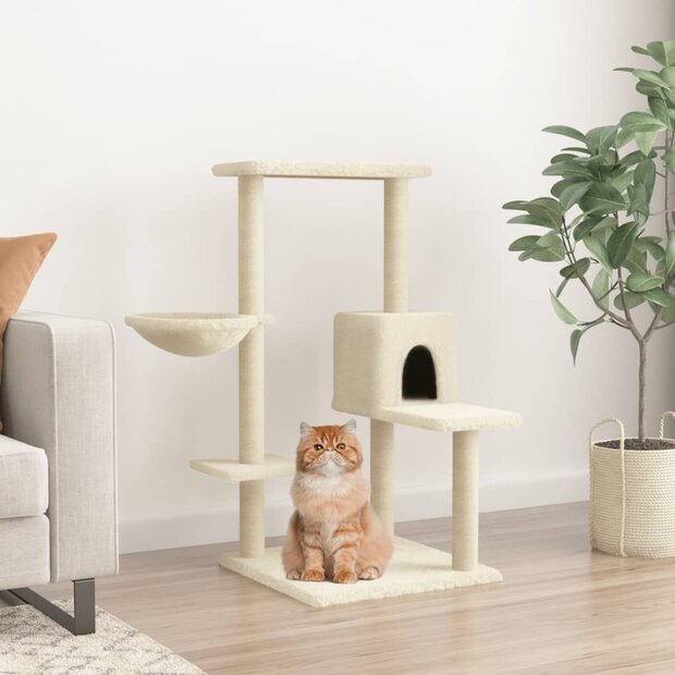 Kattenmeubel met sisal krabpalen 95 cm cr&amp;egrave;mekleurig 1