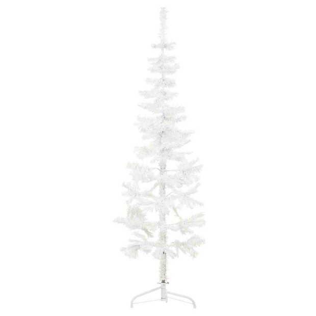 Kunstkerstboom half met standaard smal 120 cm wit 1