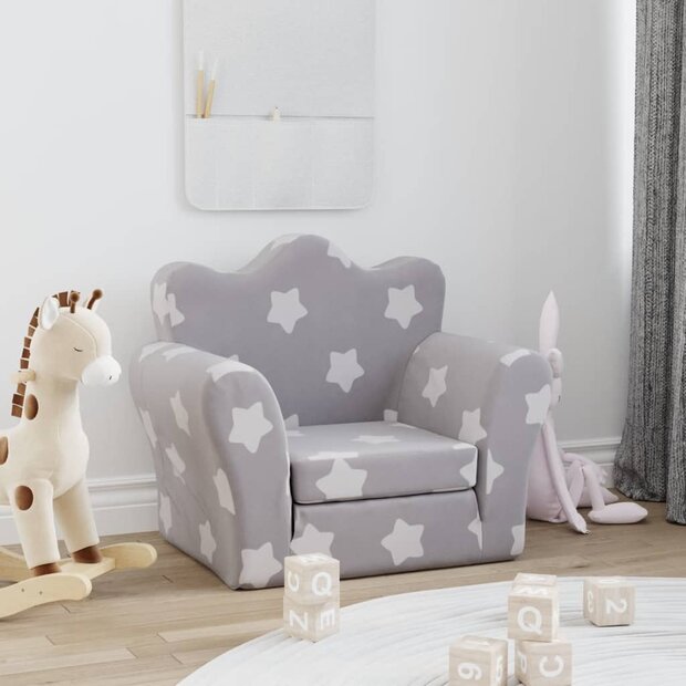 Kinderslaapbank met sterren zacht pluche lichtgrijs 1
