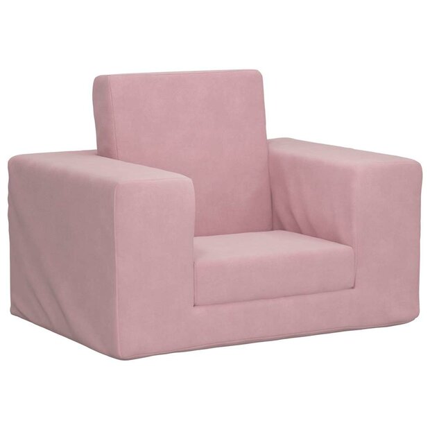 Kinderslaapbank zacht pluche roze 1