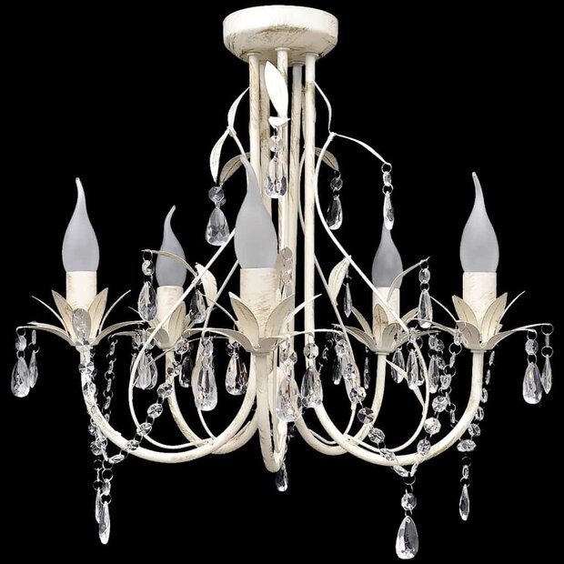 Kristallen kroonluchter met wit elegant design (5 lampen) 1