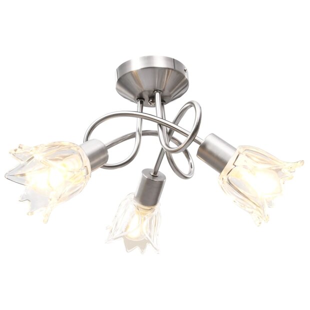 Plafondlamp met glazen tulpvormige kappen 3xE14 transparant 1
