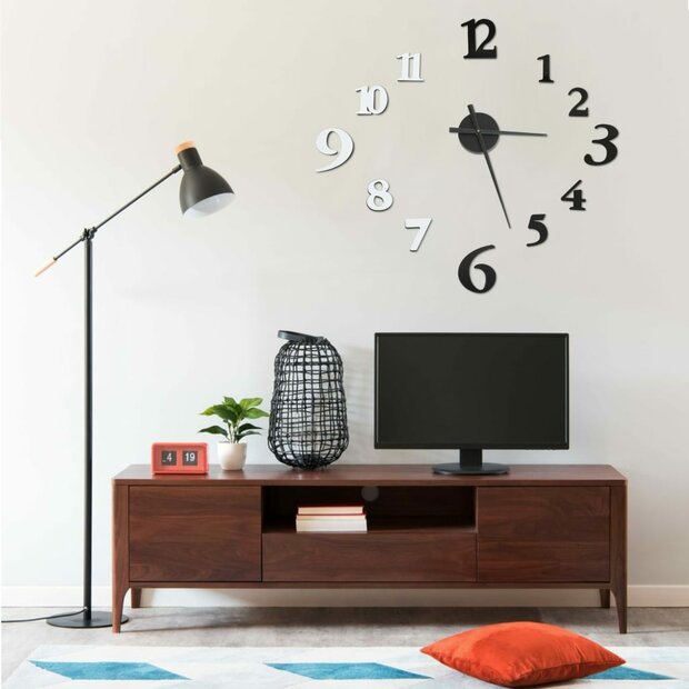 3D-wandklok modern XXL 100 cm zwart en wit 1