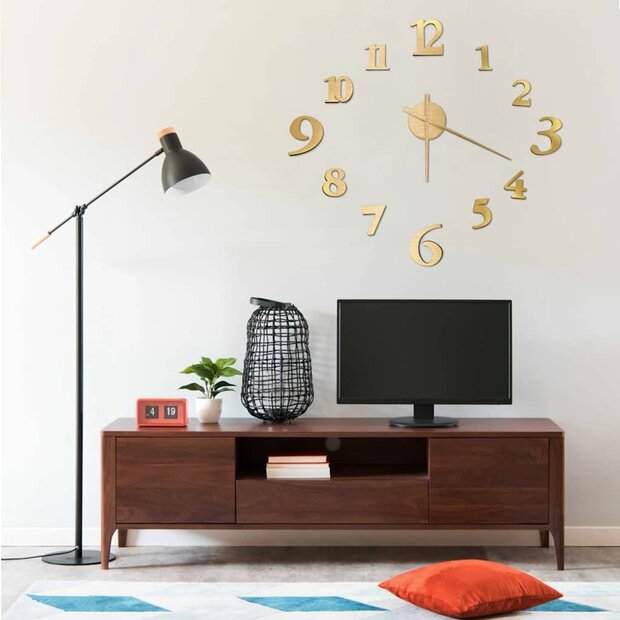 3D-wandklok modern XXL 100 cm goudkleurig 1