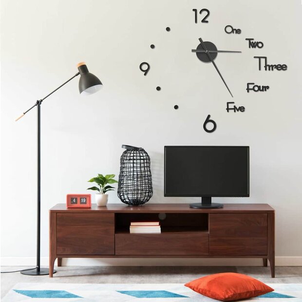 3D-wandklok modern XXL 100 cm zwart 1