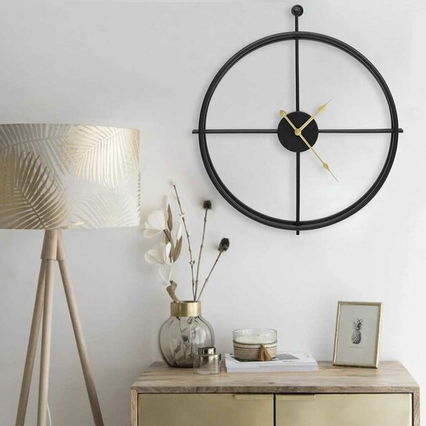 Wandklok 52 cm ijzer zwart 1