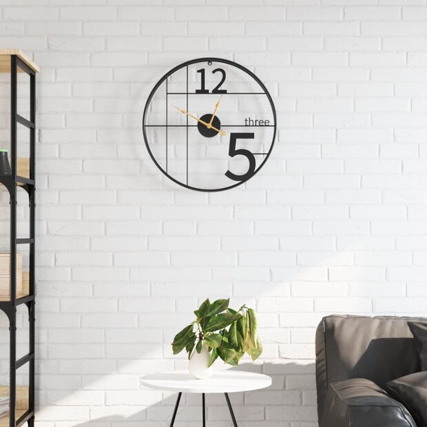 Wandklok &amp;Oslash;50 cm ijzer zwart 1