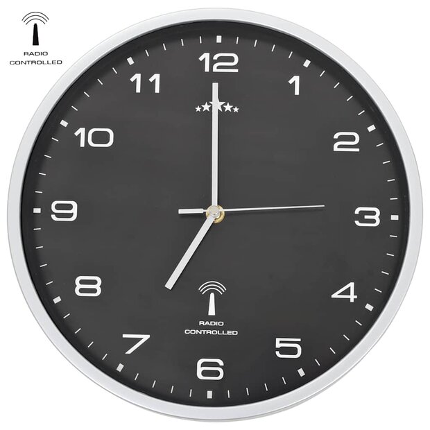 Wandklok met quartz uurwerk radiogestuurd 31 cm zwart 1