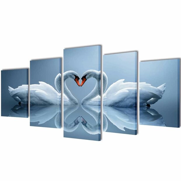 Canvas muurdruk set Zwaan 200 x 100 cm 1