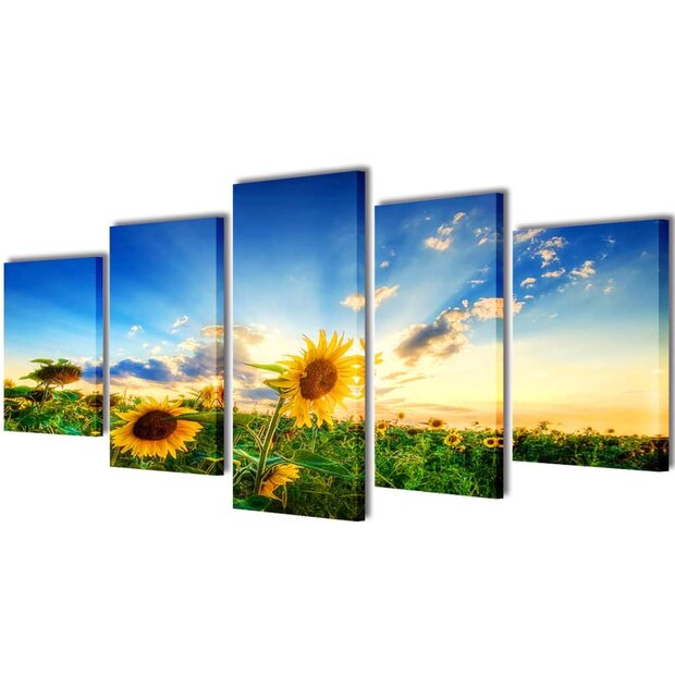 Canvas muurdruk print zonnebloem 200 x 100 cm 1