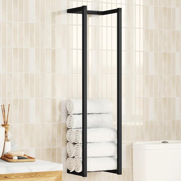 Handdoekenrek 25x20x95 cm ijzer zwart 1