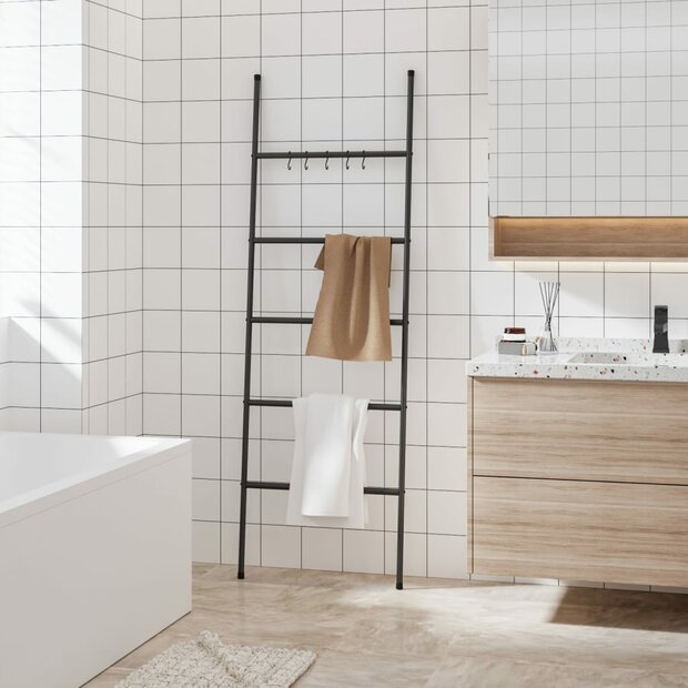 Handdoekenrek met 5 niveaus, zwart 58x175 cm, ijzer 1