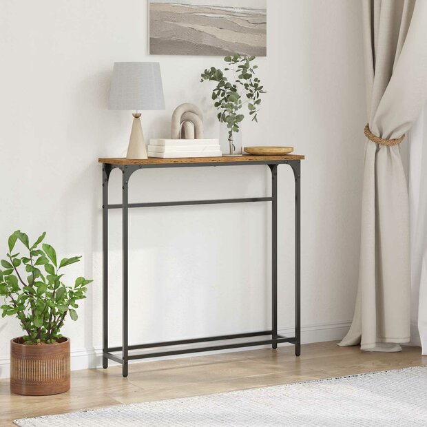 Wandtafel met plank Oudhout 75 x 19,5 x 75 cm Bewerkt hout 1