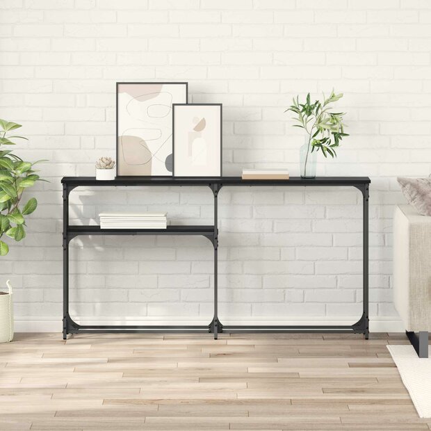 Wandtafel Zwart Eiken 146 x 22,5 x 75 cm Bewerkt hout 1