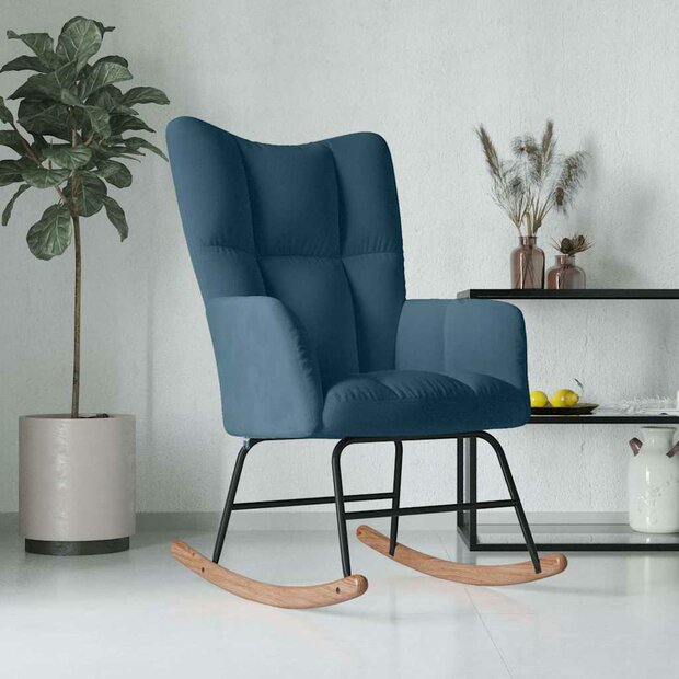 Schommelstoel fluweel blauw 1