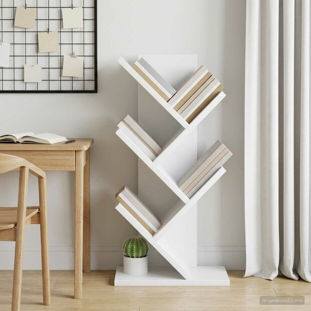 Boekenkast in de vorm van een boom 4-vaks 30 x 18 x 60 cm Wit 1