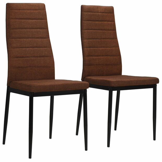 Eetkamerstoelen 2 st stof bruin 1