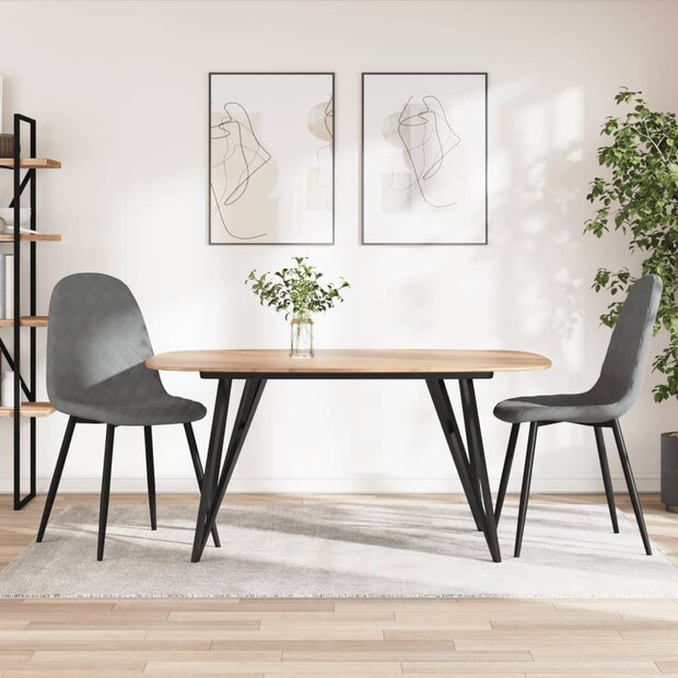 Eetkamerstoelen 2 st fluweel lichtgrijs 1