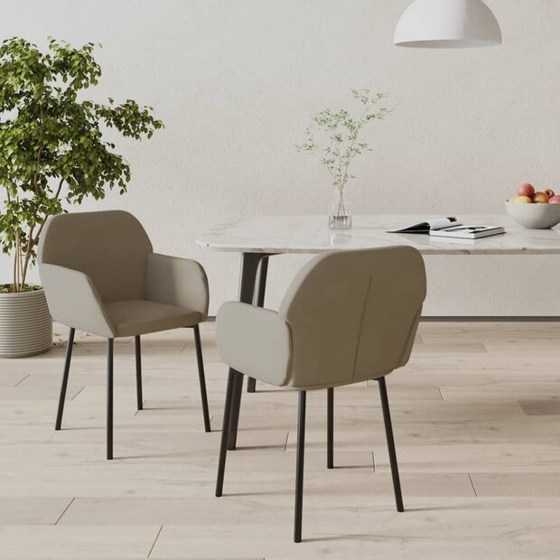 Eetkamerstoelen 2 st fluweel lichtgrijs 1