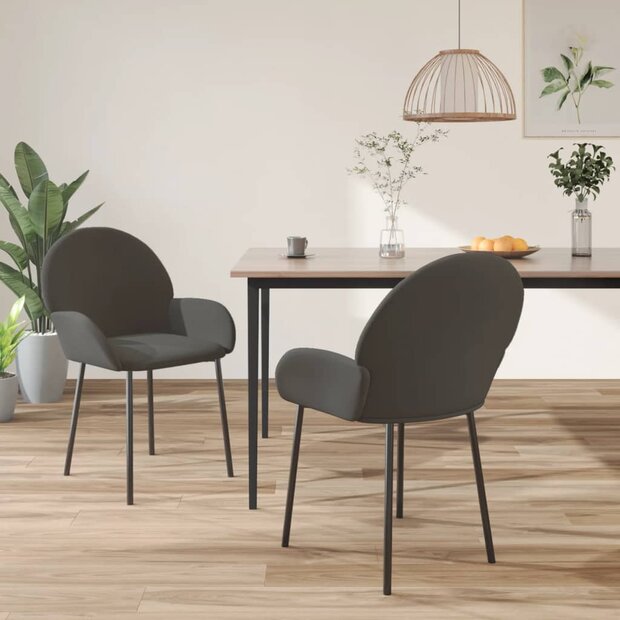 Eetkamerstoelen 2 st fluweel donkergrijs 1