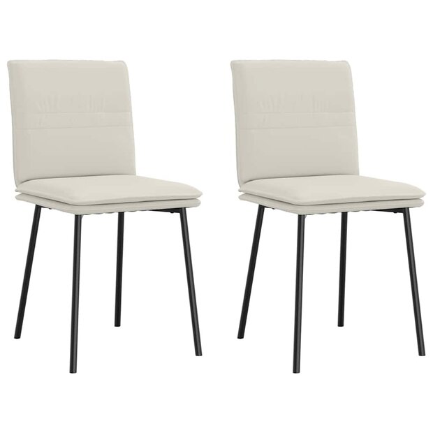 Eetkamerstoelen 2 st fluweel cr&amp;egrave;mekleurig 1