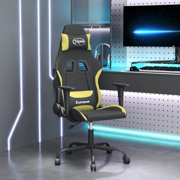 Gamestoel stof zwart en lichtgroen 1