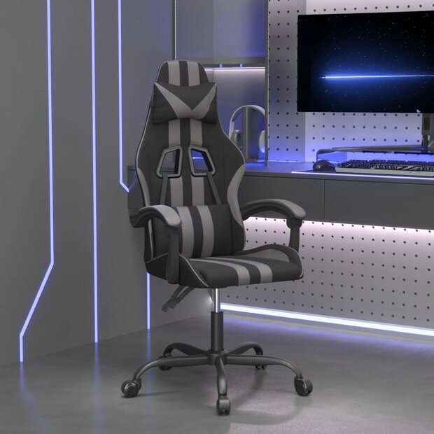 Gamestoel kunstleer zwart en grijs 1