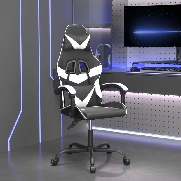 Gamestoel kunstleer zwart en wit 1