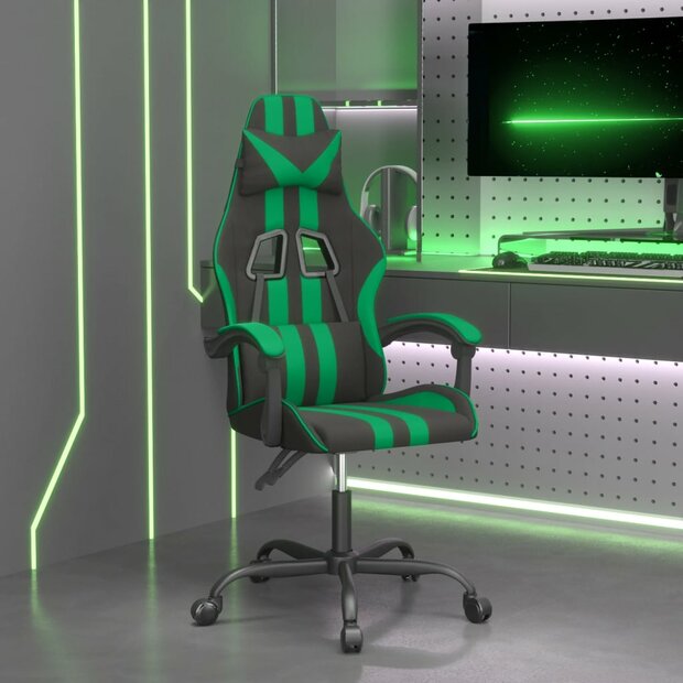 Gamestoel draaibaar kunstleer zwart en groen 1