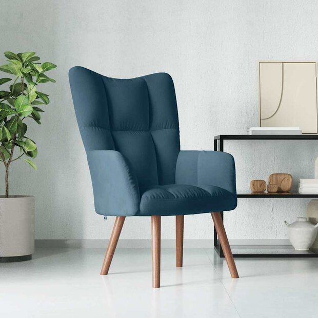 Relaxstoel fluweel blauw 1