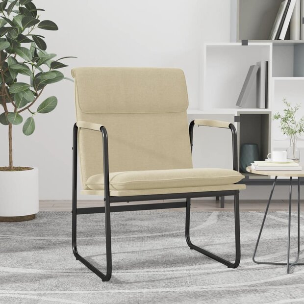 Loungestoel 55x64x80 cm stof cr&amp;egrave;mekleurig 1