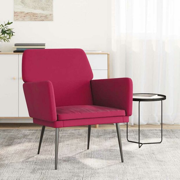 Fauteuil 62x79x79 cm fluweel wijnrood 1