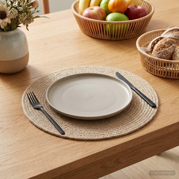 Jute placematten 6 pcs Naturel &amp;Oslash; 30 cm 100% Tossa Jute 1