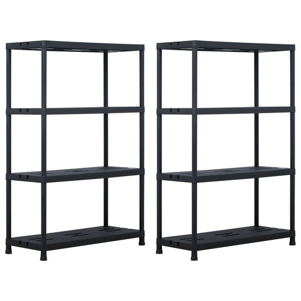 Opbergrekken 2 st 220 kg 90x40x138 cm kunststof zwart 1