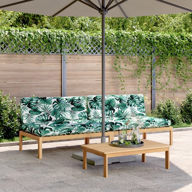 Tuinmiddenbanken 2 st pallet met kussens massief acaciahout 1