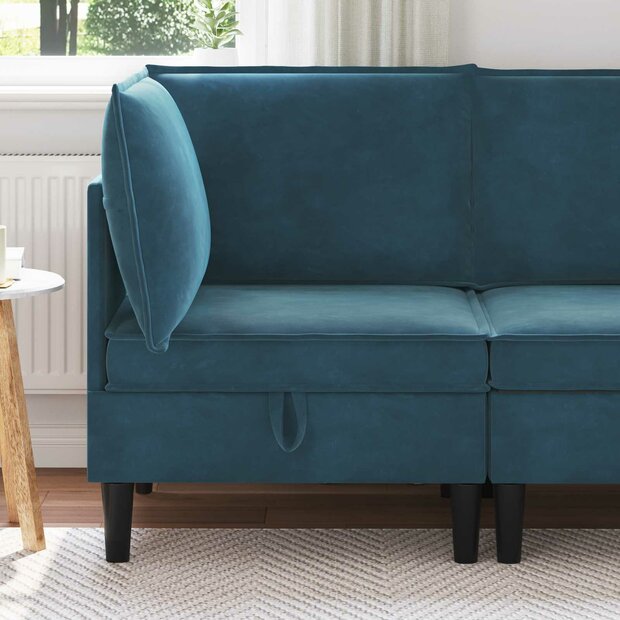 Bank met opslag Blauw Fluweel 1